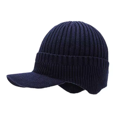 New Winter Men'S Hat – Outdoor Ear Protection Warm Knitted Cap with Windproof Visor, Thick Bicycle Scarf Cap for Men
