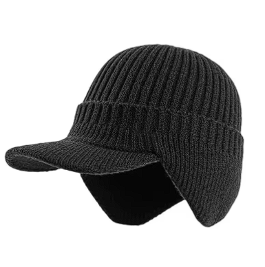 New Winter Men'S Hat – Outdoor Ear Protection Warm Knitted Cap with Windproof Visor, Thick Bicycle Scarf Cap for Men